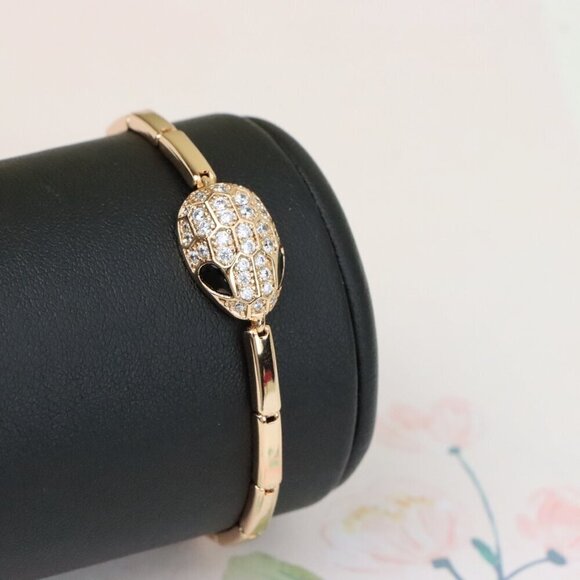 "Rose Gold Snake Head Bracelet with Sparkling Crystals, XPBL1030 - Picture 8 of 12